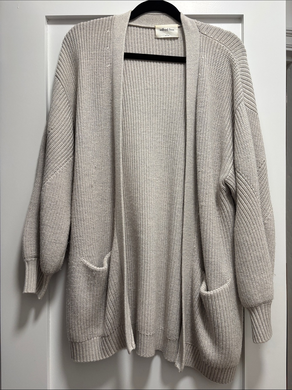 Wilfred Light Cream Open-Front Knit Cardigan